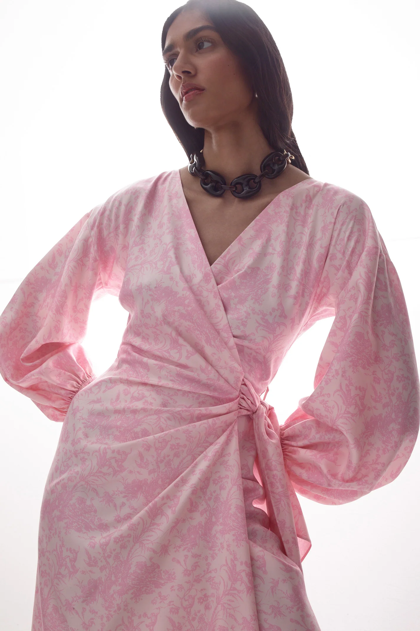 SILK PRINT WRAP DRESS - Image 9