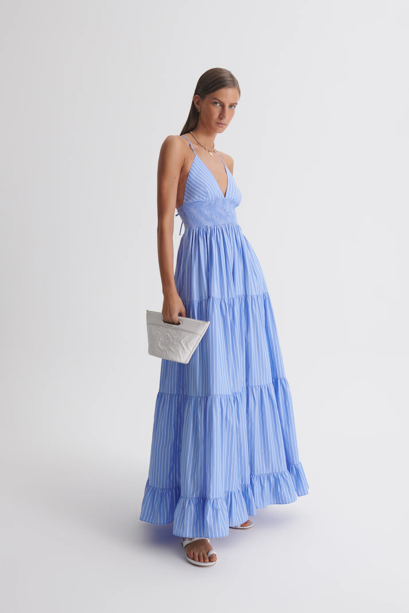 STRIPE COTTON TIERED DRESS - Image 3