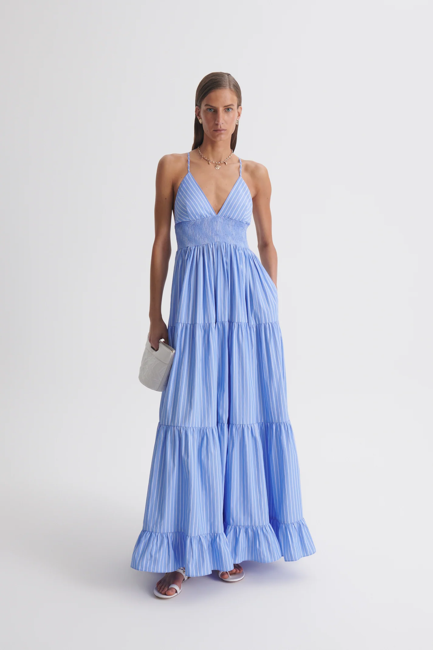 STRIPE COTTON TIERED DRESS - Image 4