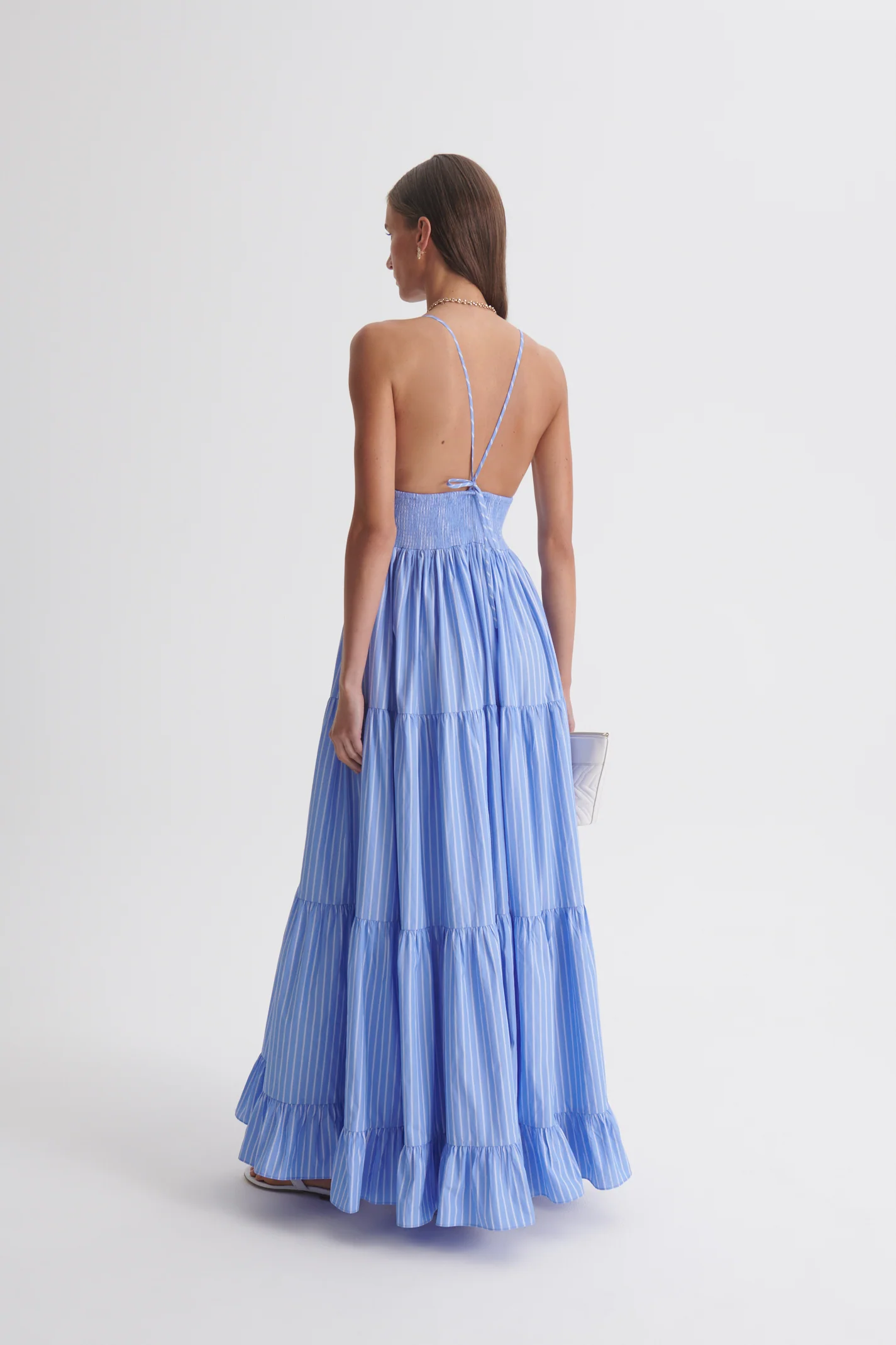 STRIPE COTTON TIERED DRESS - Image 5