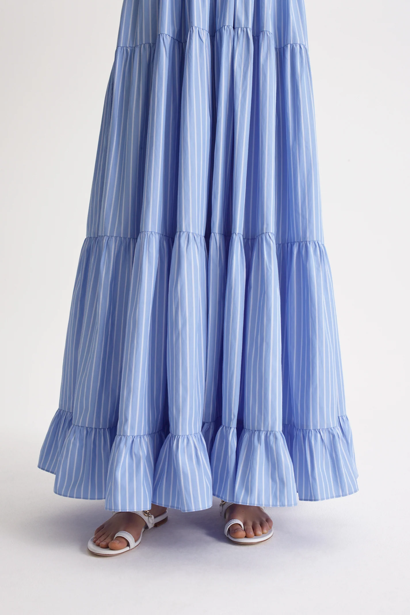 STRIPE COTTON TIERED DRESS - Image 9
