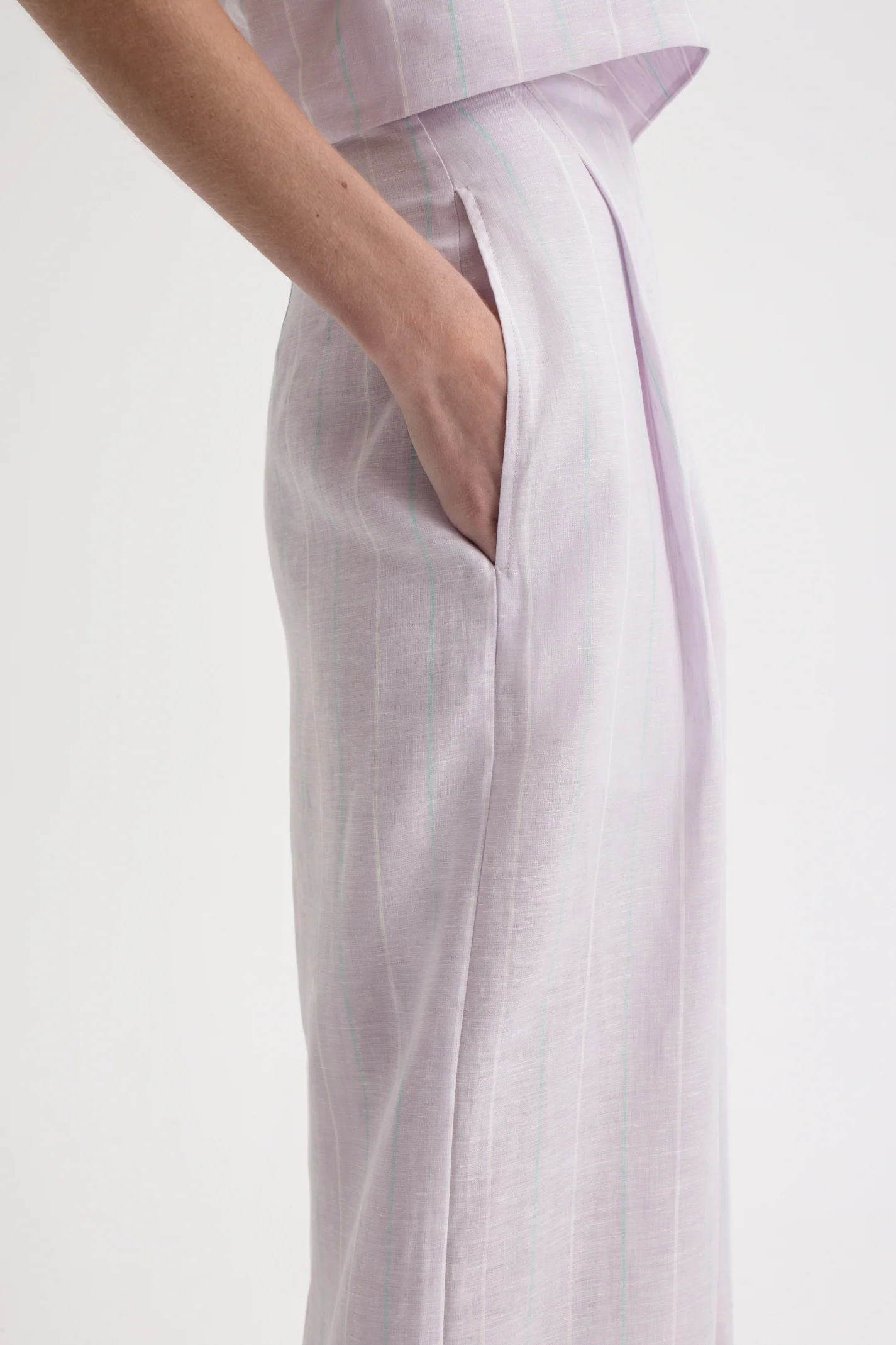 STRIPE PLEAT DRAPE TROUSER - Image 8