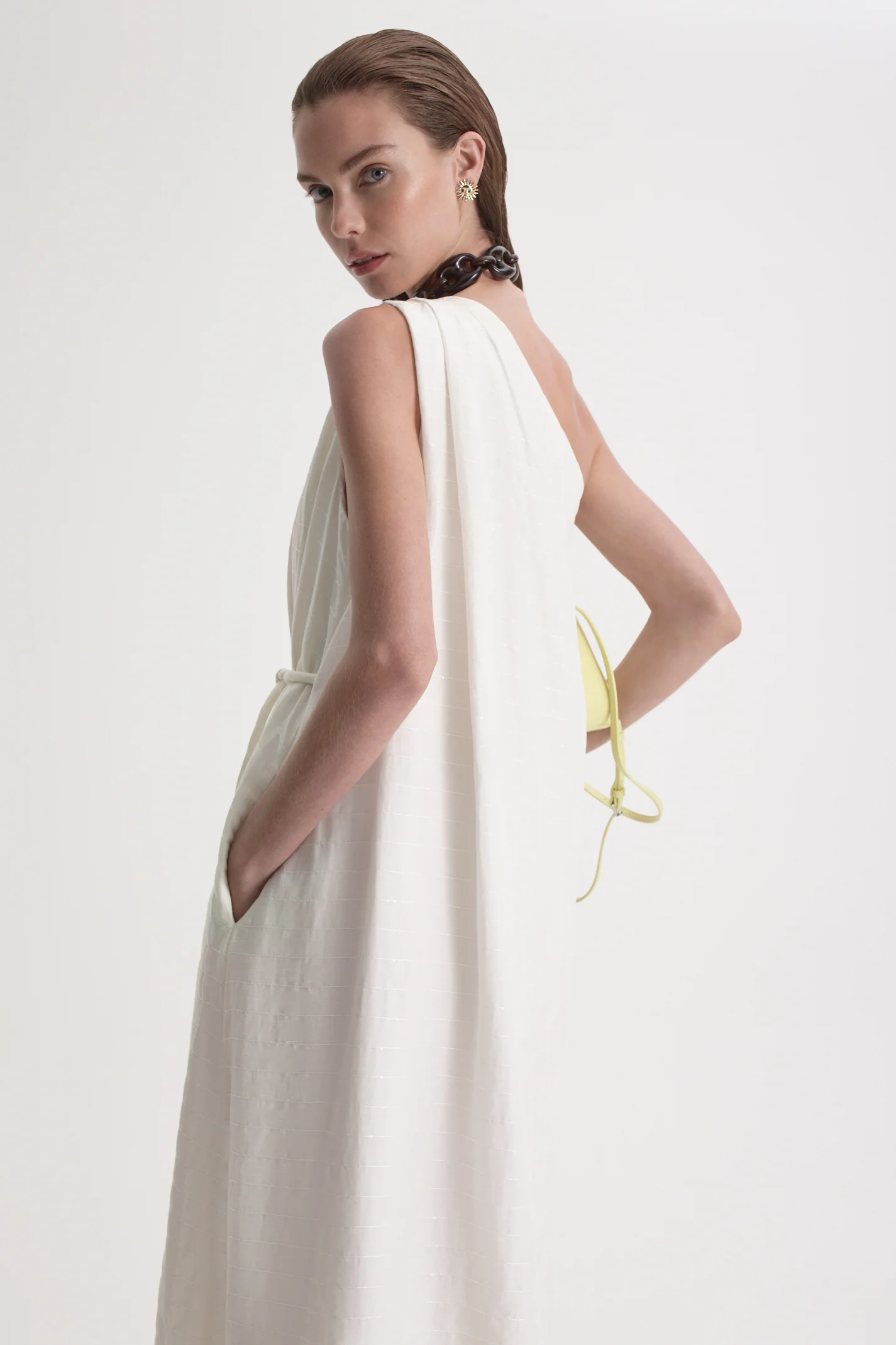 STRIPE SEQUIN ONE SHOULDER DRESS - Image 6