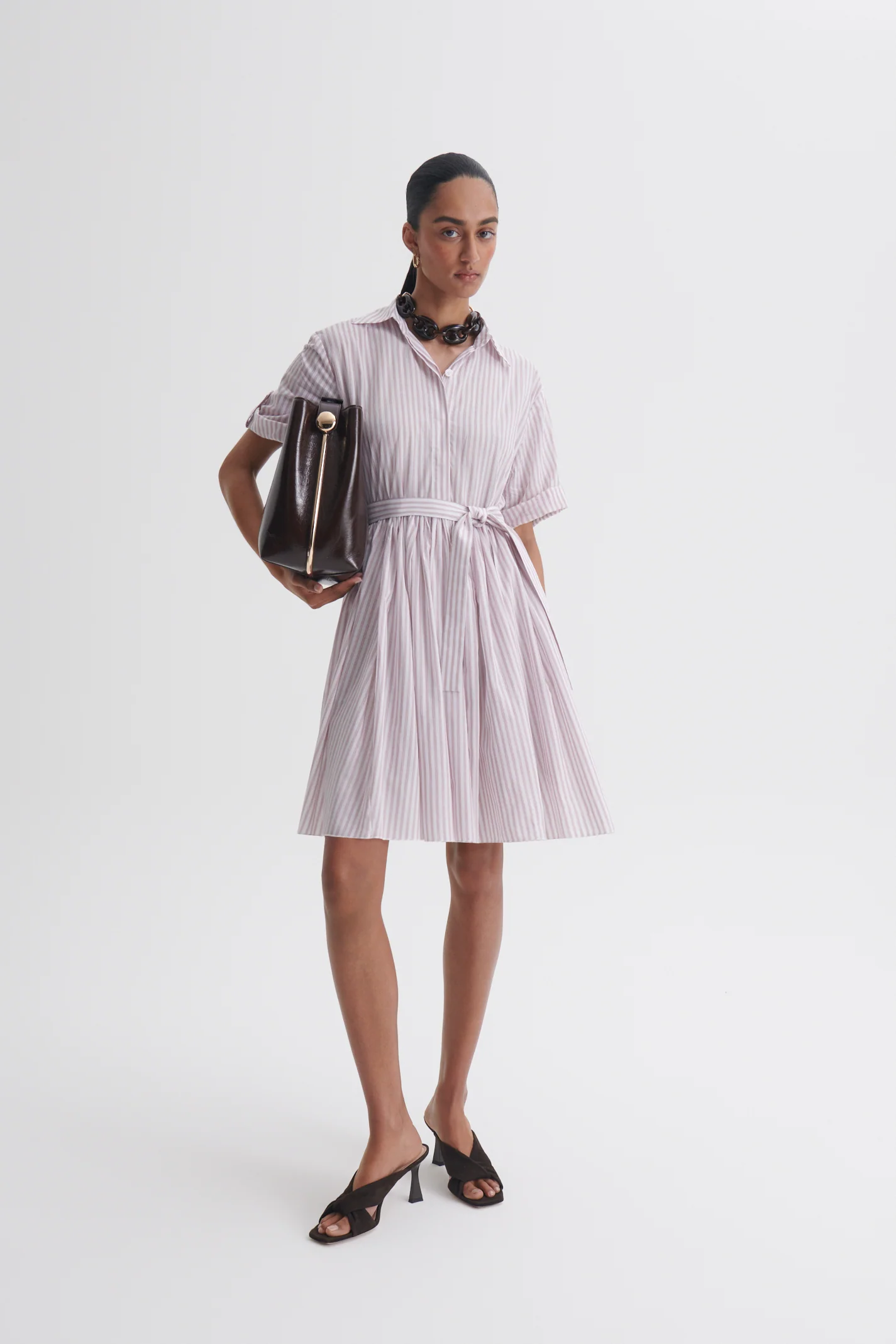 STRIPED MINI SHIRT DRESS - Image 3